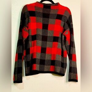 Jones New York Red and Black Plaid Mock Turtle Neck Sweater. Sz M.